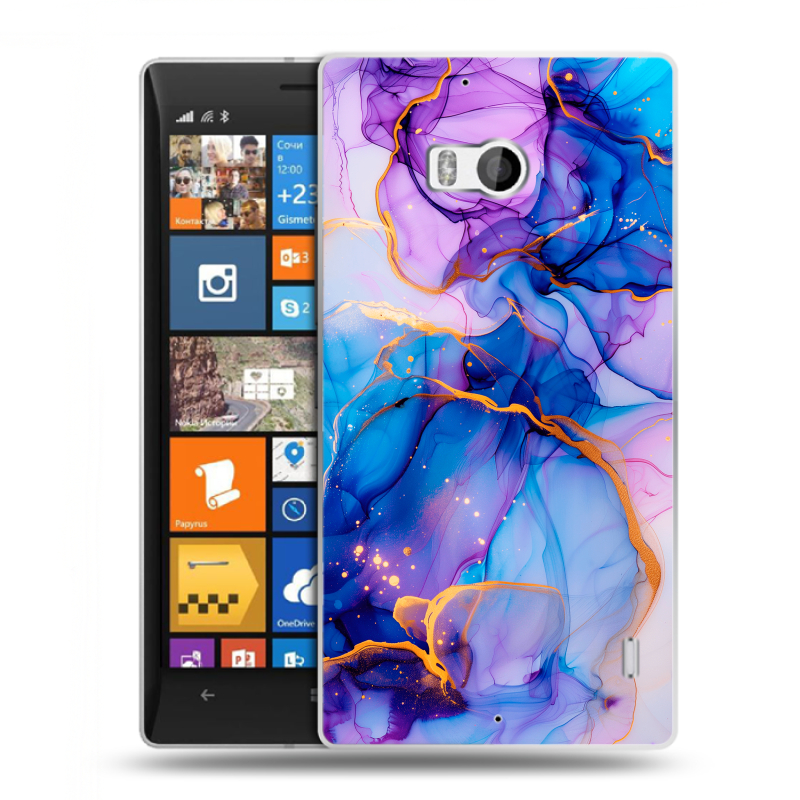 Силиконовый чехол на Nokia Lumia 930 с принтом синий мрамор Силиконовый чехол на Nokia Lumia 930 с принтом синий мрамор