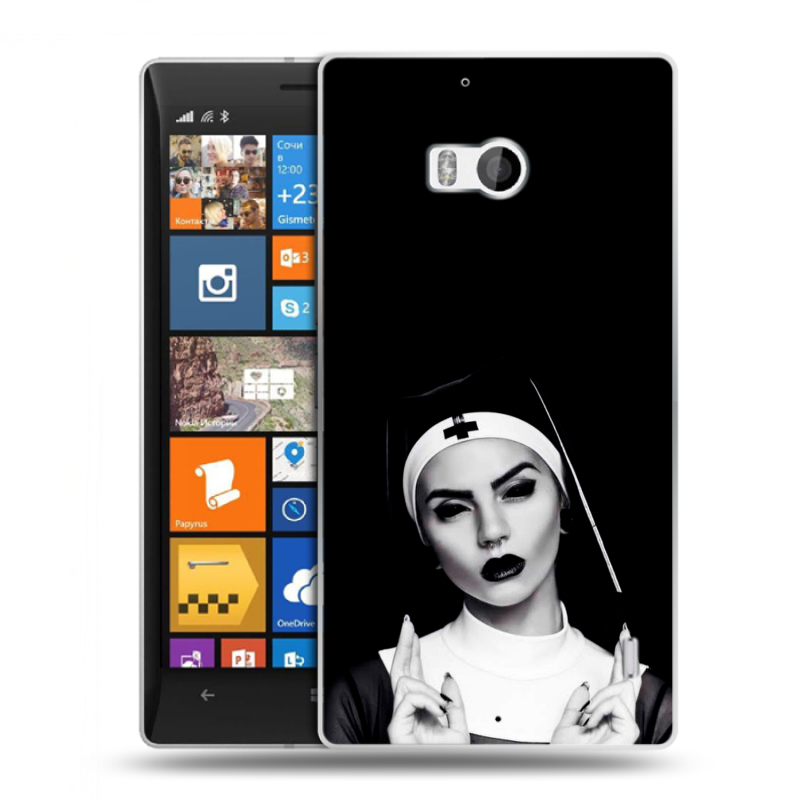 Силиконовый чехол на Nokia Lumia 930 с принтом монашка Силиконовый чехол на Nokia Lumia 930 с принтом монашка