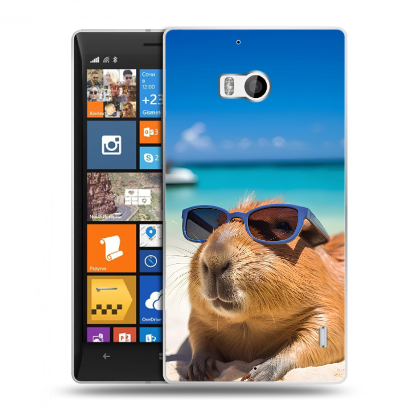 Силиконовый чехол на Nokia Lumia 930 с принтом Капибара Силиконовый чехол на Nokia Lumia 930 с принтом Капибара