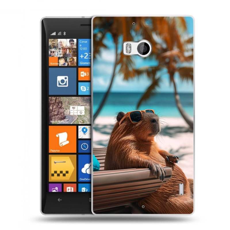 Силиконовый чехол на Nokia Lumia 930 с принтом Капибара Силиконовый чехол на Nokia Lumia 930 с принтом Капибара