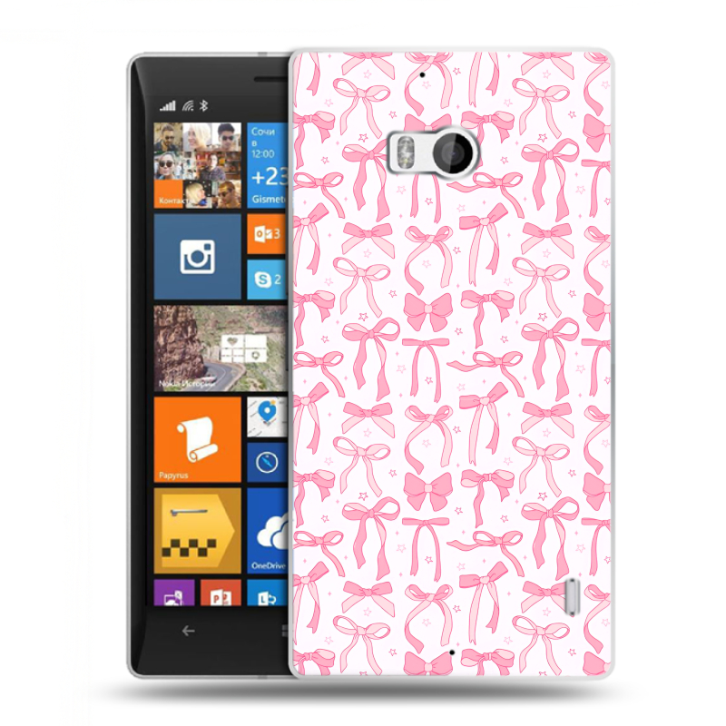 Силиконовый чехол на Nokia Lumia 930 с принтом Розовые бантики Силиконовый чехол на Nokia Lumia 930 с принтом Розовые бантики