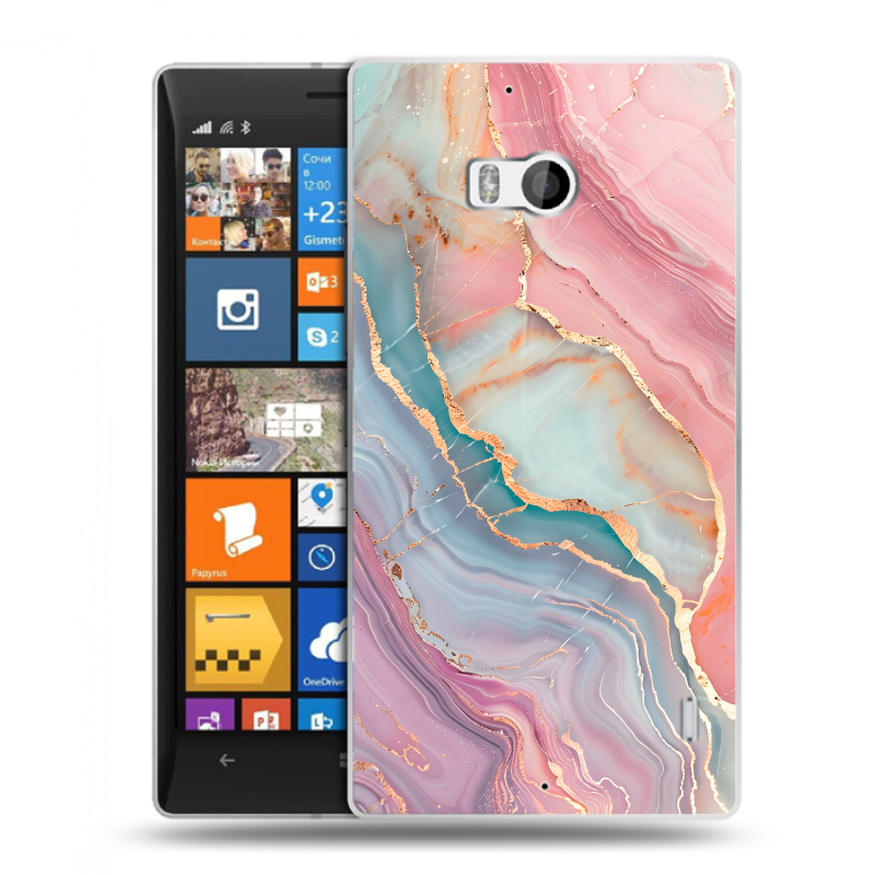 Силиконовый чехол на Nokia Lumia 930 с принтом розовый мрамор Силиконовый чехол на Nokia Lumia 930 с принтом розовый мрамор