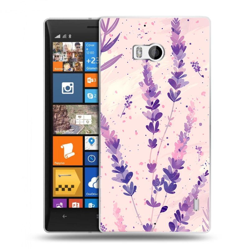 Силиконовый чехол на Nokia Lumia 930 с принтом цветы лаванда Силиконовый чехол на Nokia Lumia 930 с принтом цветы лаванда