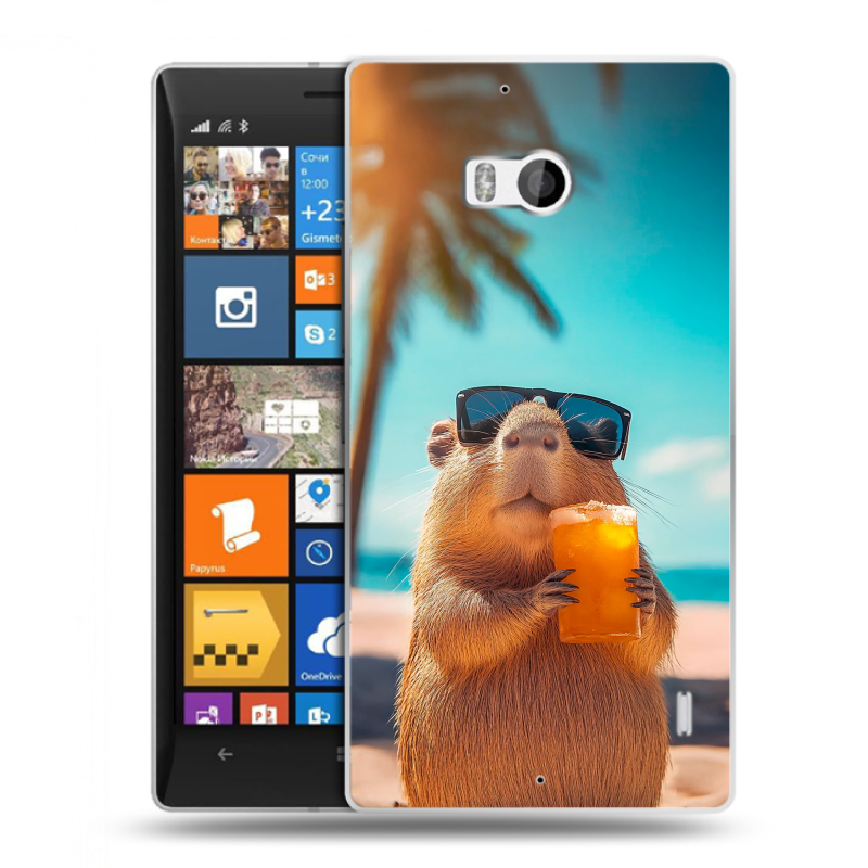 Пластиковый чехол на Nokia Lumia 930 с принтом Капибара Пластиковый чехол на Nokia Lumia 930 с принтом Капибара
