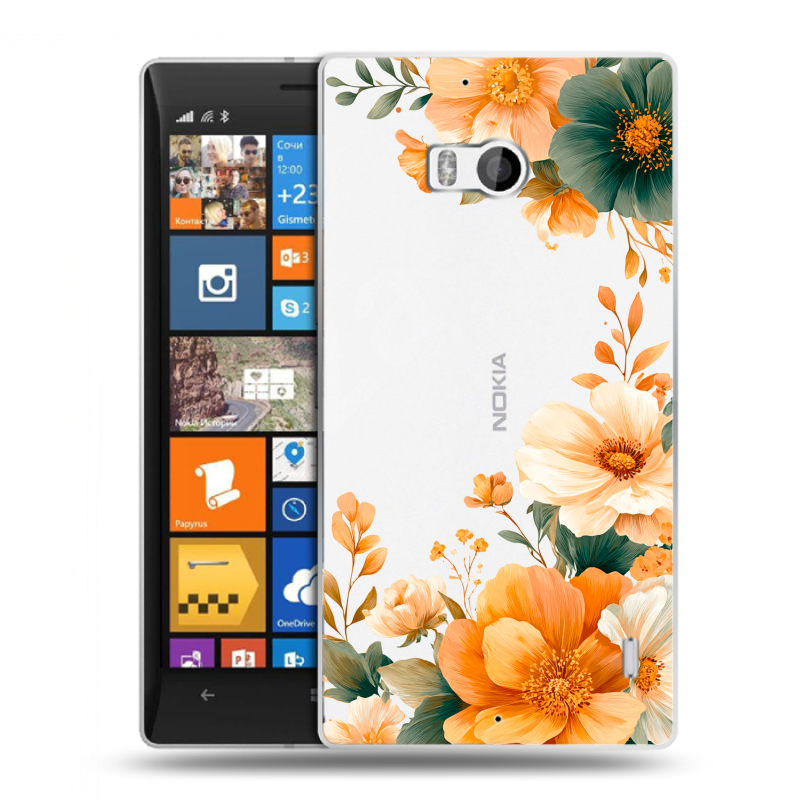 Силиконовый чехол на Nokia Lumia 930 с принтом Цветы принт Силиконовый чехол на Nokia Lumia 930 с принтом Цветы принт