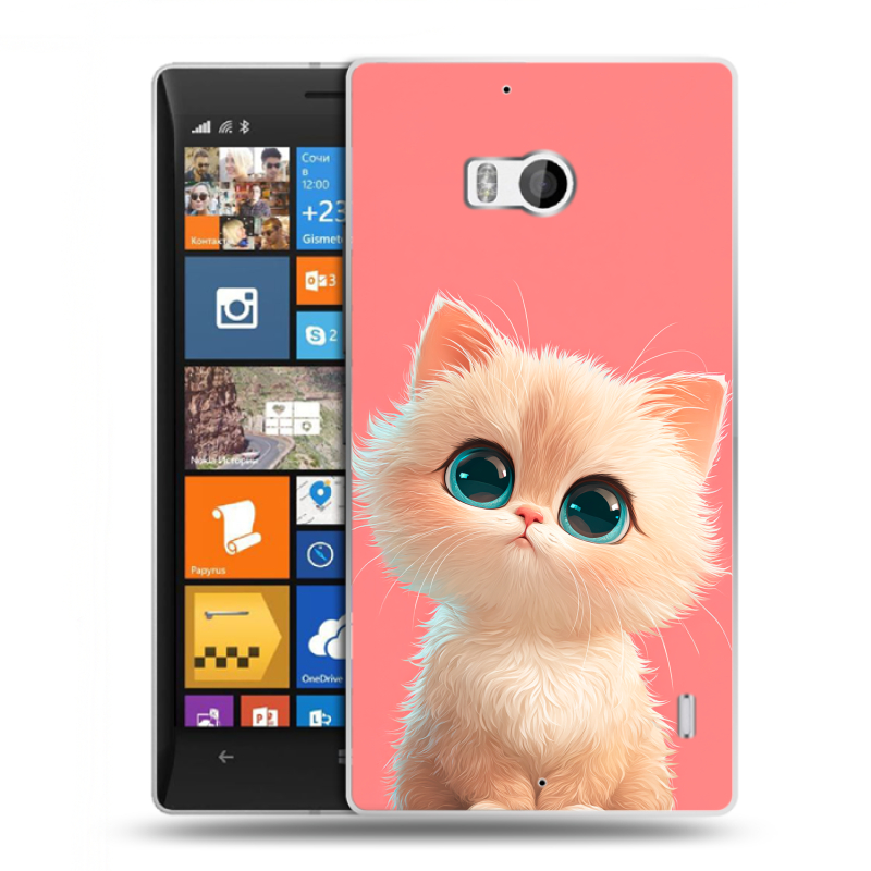 Силиконовый чехол на Nokia Lumia 930 с принтом Розовый котенок Силиконовый чехол на Nokia Lumia 930 с принтом Розовый котенок