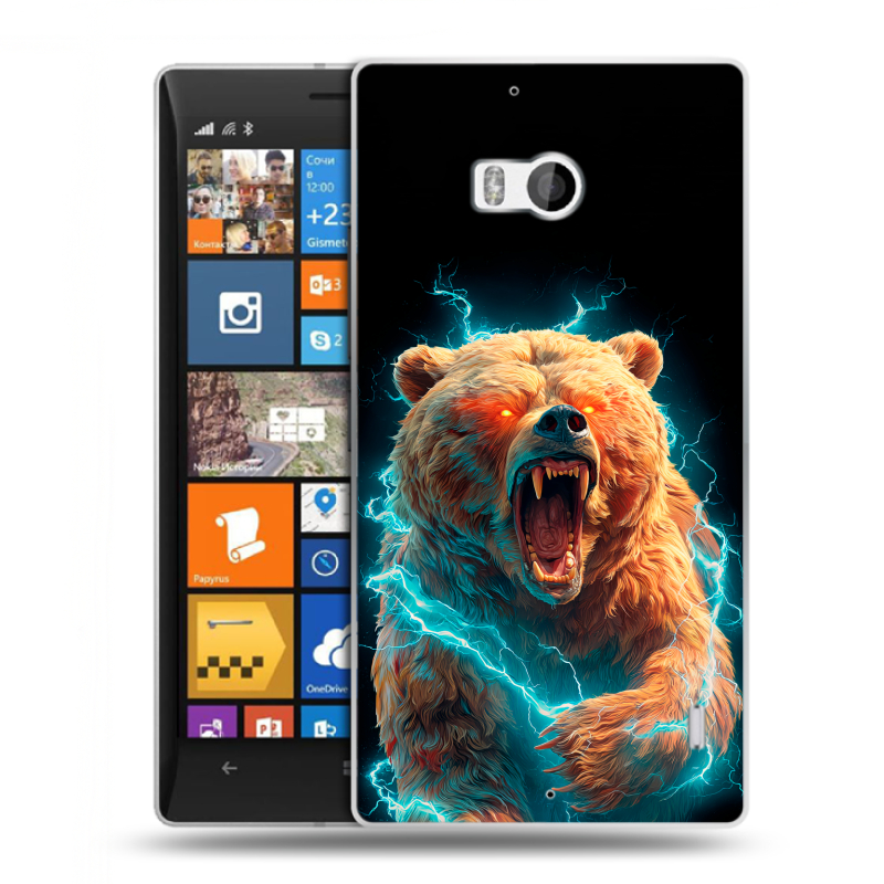 Силиконовый чехол на Nokia Lumia 930 с принтом Медведь Силиконовый чехол на Nokia Lumia 930 с принтом Медведь