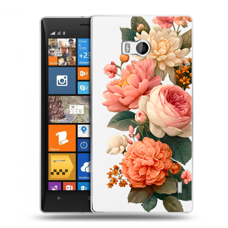 Силиконовый чехол на Nokia Lumia 930 с принтом цветы Силиконовый чехол на Nokia Lumia 930 с принтом цветы