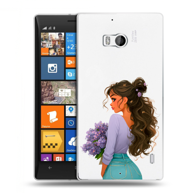 Силиконовый чехол на Nokia Lumia 930 с принтом девушка цветы Силиконовый чехол на Nokia Lumia 930 с принтом девушка цветы