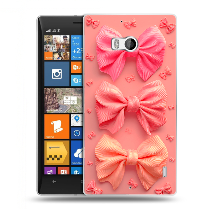 Силиконовый чехол на Nokia Lumia 930 с принтом Розовые бантики Силиконовый чехол на Nokia Lumia 930 с принтом Розовые бантики