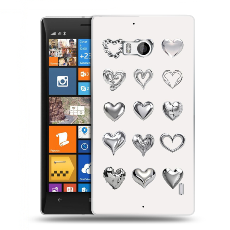 Силиконовый чехол на Nokia Lumia 930 с принтом Y2K сердечки Силиконовый чехол на Nokia Lumia 930 с принтом Y2K сердечки