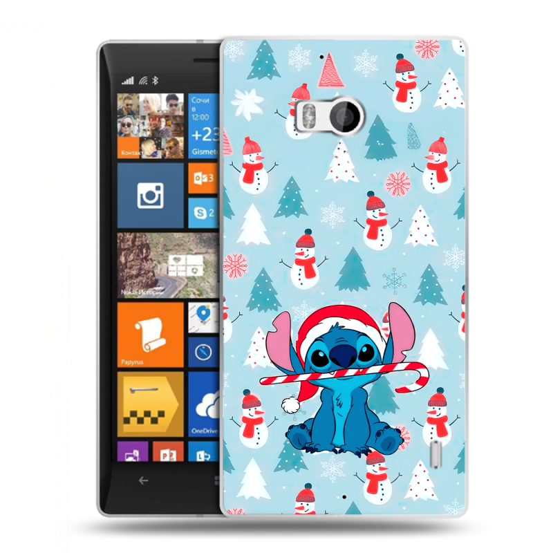 Силиконовый чехол на Nokia Lumia 930 с принтом Стич Новый год Силиконовый чехол на Nokia Lumia 930 с принтом Стич Новый год