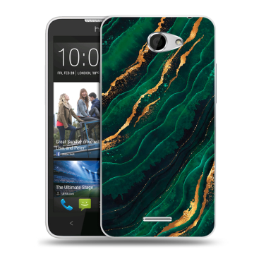 Пластиковый чехол на HTC Desire 516 с принтом Мрамор зеленое золото