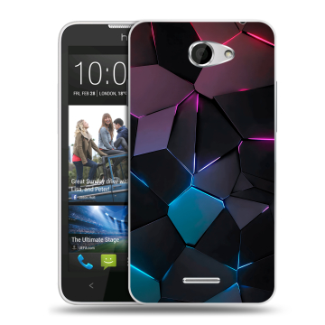 Пластиковый чехол на HTC Desire 516 с принтом Геометрия неона
