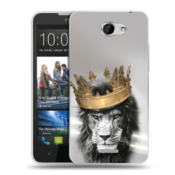 Пластиковый чехол на HTC Desire 516 с принтом Лев с короной