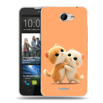 Пластиковый чехол на HTC Desire 516 с принтом Милые котики