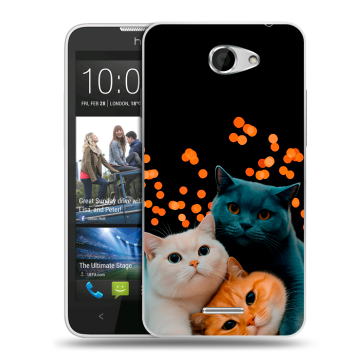 Пластиковый чехол на HTC Desire 516 с принтом Кошки