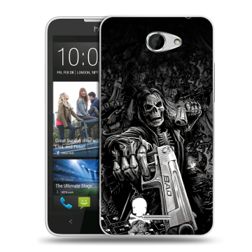 Пластиковый чехол на HTC Desire 516 с принтом Скелет