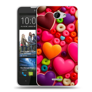 Пластиковый чехол на HTC Desire 516 с принтом Сердечки