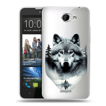 Пластиковый чехол на HTC Desire 516 с принтом Волк в лесу