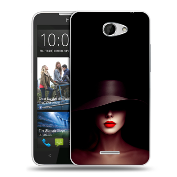 Пластиковый чехол на HTC Desire 516 с принтом Девушка в шляпе