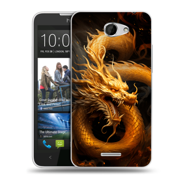 Пластиковый чехол на HTC Desire 516 с принтом Золотой дракон Пластиковый чехол на HTC Desire 516 с принтом Золотой дракон