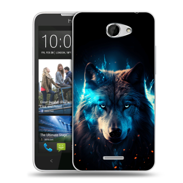 Пластиковый чехол на HTC Desire 516 с принтом Волк ночной