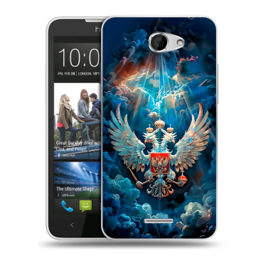 Пластиковый чехол на HTC Desire 516 с принтом Герб флаг России