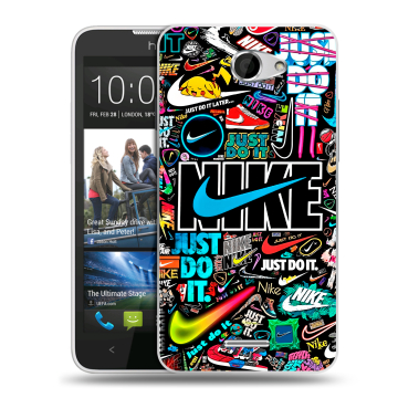 Пластиковый чехол на HTC Desire 516 с принтом найк nike черный Пластиковый чехол на HTC Desire 516 с принтом найк nike черный