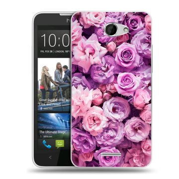 Пластиковый чехол на HTC Desire 516 с принтом лавандовые розы Пластиковый чехол на HTC Desire 516 с принтом лавандовые розы
