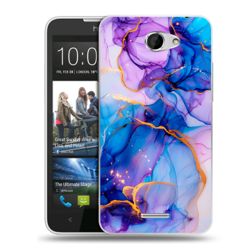 Пластиковый чехол на HTC Desire 516 с принтом синий мрамор