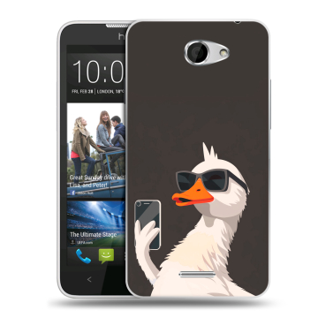 Пластиковый чехол на HTC Desire 516 с принтом утка в очках