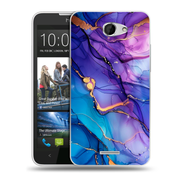Пластиковый чехол на HTC Desire 516 с принтом синий мрамор