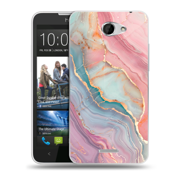 Пластиковый чехол на HTC Desire 516 с принтом розовый мрамор