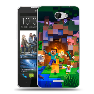 Пластиковый чехол на HTC Desire 516 с принтом Майнкрафт Minecraft Пластиковый чехол на HTC Desire 516 с принтом Майнкрафт Minecraft