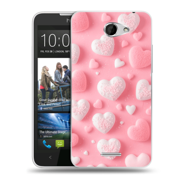 Пластиковый чехол на HTC Desire 516 с принтом Сердечки