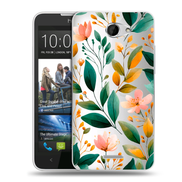 Пластиковый чехол на HTC Desire 516 с принтом Цветы паттерн Пластиковый чехол на HTC Desire 516 с принтом Цветы паттерн