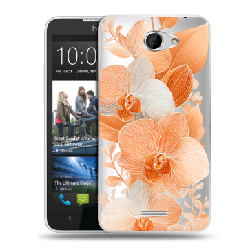 Пластиковый чехол на HTC Desire 516 с принтом Бежевые цветы Пластиковый чехол на HTC Desire 516 с принтом Бежевые цветы