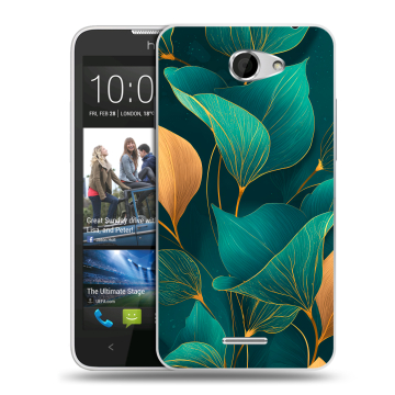 Пластиковый чехол на HTC Desire 516 с принтом Листья и золото Пластиковый чехол на HTC Desire 516 с принтом Листья и золото