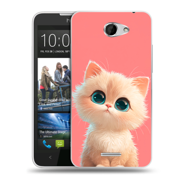 Пластиковый чехол на HTC Desire 516 с принтом Розовый котенок Пластиковый чехол на HTC Desire 516 с принтом Розовый котенок