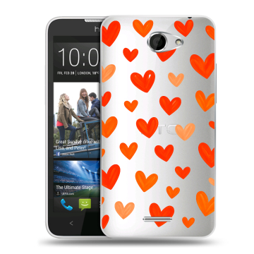 Пластиковый чехол на HTC Desire 516 с принтом Сердечки Пластиковый чехол на HTC Desire 516 с принтом Сердечки