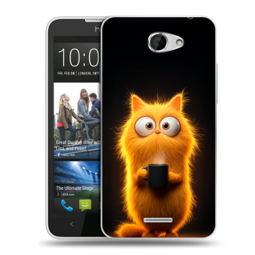 Пластиковый чехол на HTC Desire 516 с принтом Смешной кот