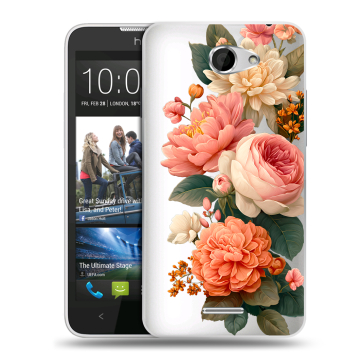 Пластиковый чехол на HTC Desire 516 с принтом цветы Пластиковый чехол на HTC Desire 516 с принтом цветы
