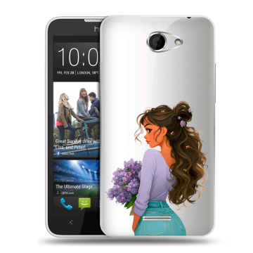Пластиковый чехол на HTC Desire 516 с принтом девушка цветы Пластиковый чехол на HTC Desire 516 с принтом девушка цветы