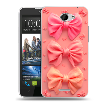 Пластиковый чехол на HTC Desire 516 с принтом Розовые бантики