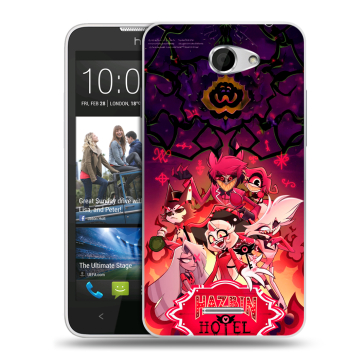Пластиковый чехол на HTC Desire 516 с принтом Hazbin Hotel Отель Хазбин