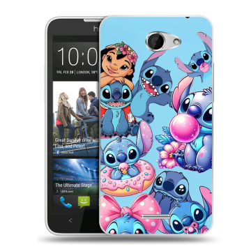 Пластиковый чехол на HTC Desire 516 с принтом Лило и Стич
