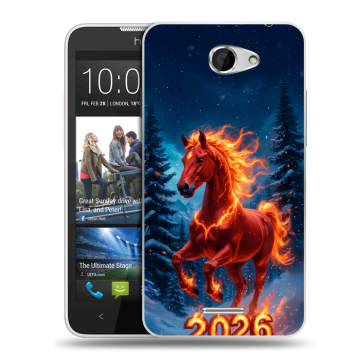 Пластиковый чехол на HTC Desire 516 с принтом Новый год коня Пластиковый чехол на HTC Desire 516 с принтом Новый год коня