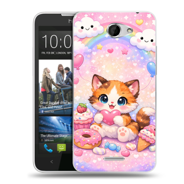 Пластиковый чехол на HTC Desire 516 с принтом для девочек