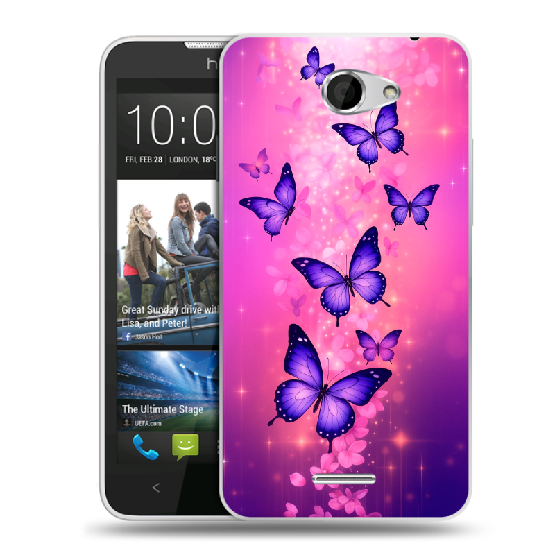 Пластиковый чехол на HTC Desire 516 с принтом Бабочки Пластиковый чехол на HTC Desire 516 с принтом Бабочки